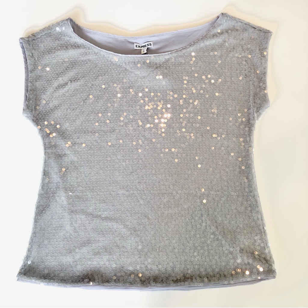 Express Gray Sequin Top